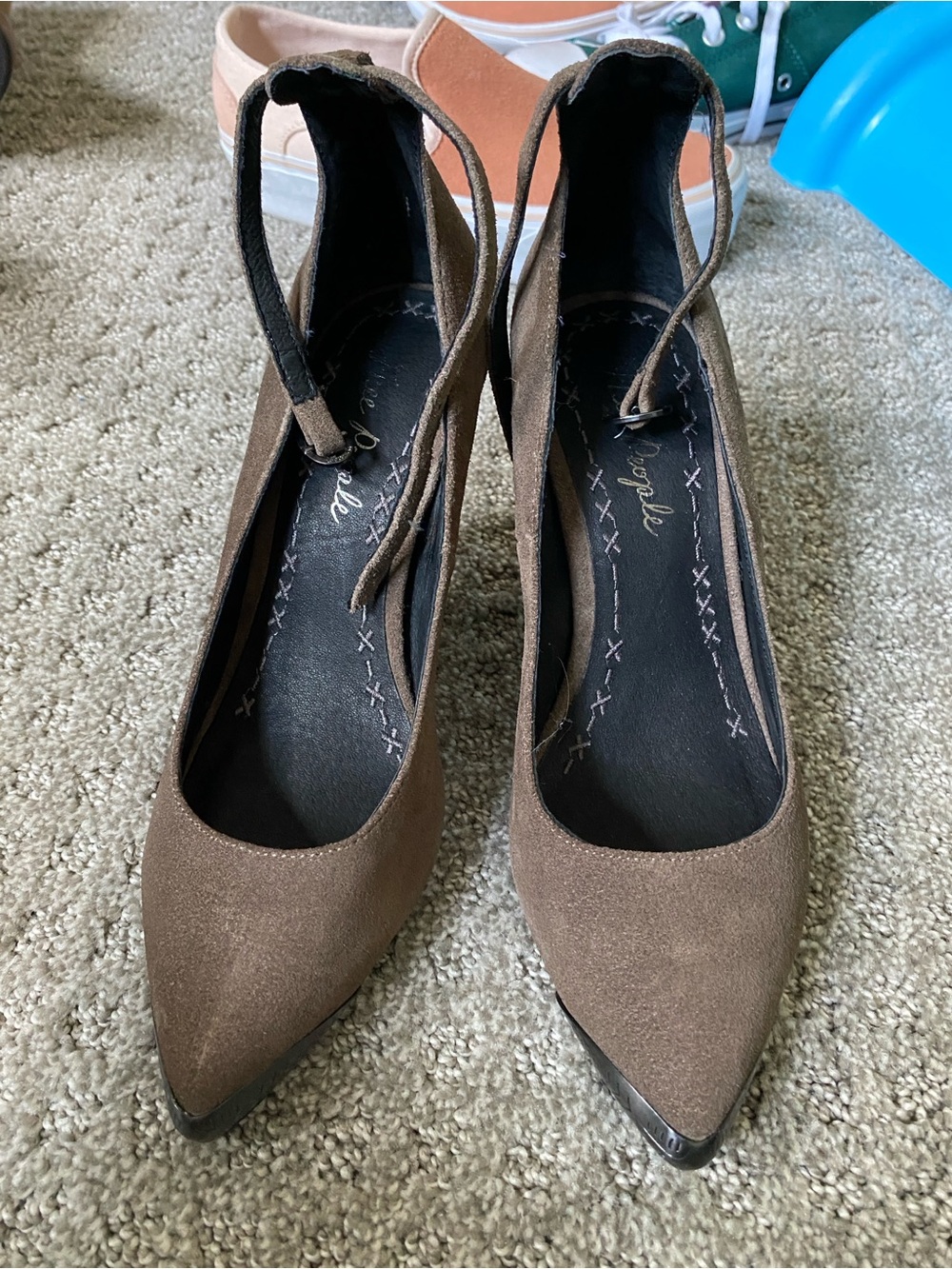 Free People Brown Pointed-Toe Ankle-Tie Women's Pumps - cowboy aesthetic